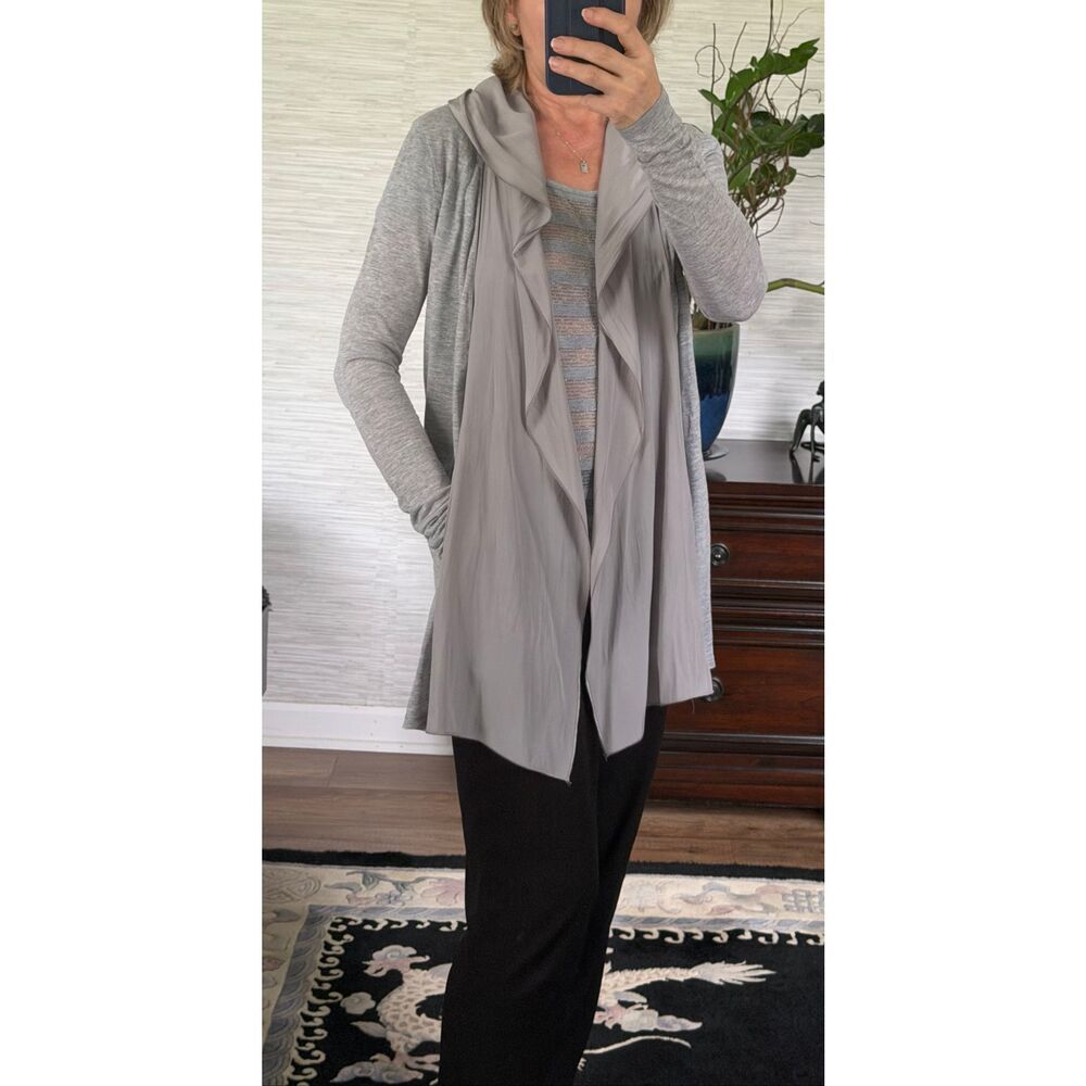 Lola & Sophie Draped Cardigan Gray Lightweight Layering Size XS